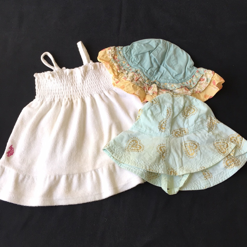 Us polo Association beach coverup and 2 beach hats